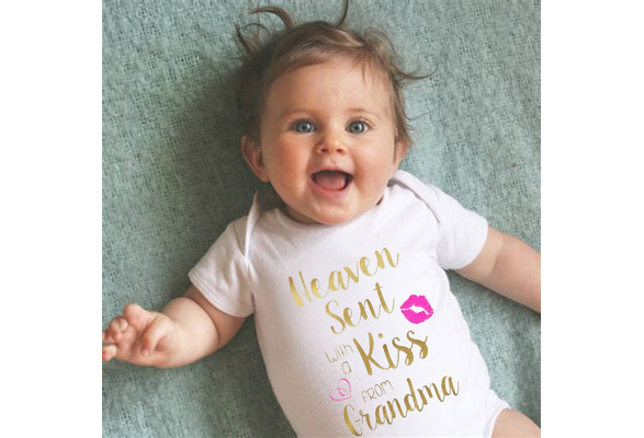 Sent with a kiss from my grandma in heaven Baby Onesie \u00ae Baby boy Baby Shower Gift Baby girl Baby gift