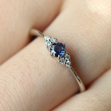 Sterling, White Gold, Jewelry, Blue Sapphire