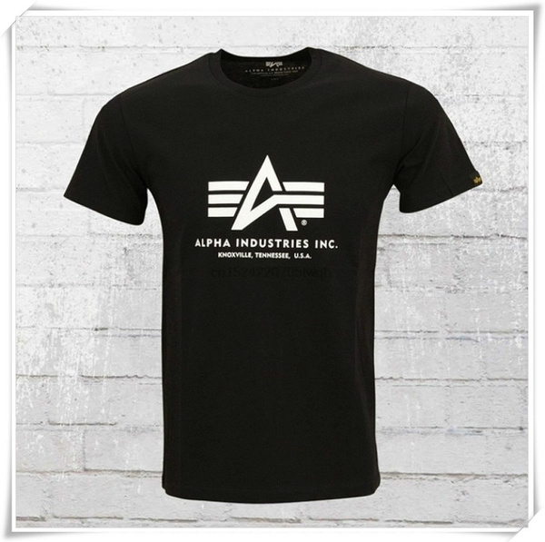 New Fashion Mens Short Sleeve Alpha Industries Herren T-Shirt Basic T  Schwarz Manner Shirt Men Tshirt | Wish