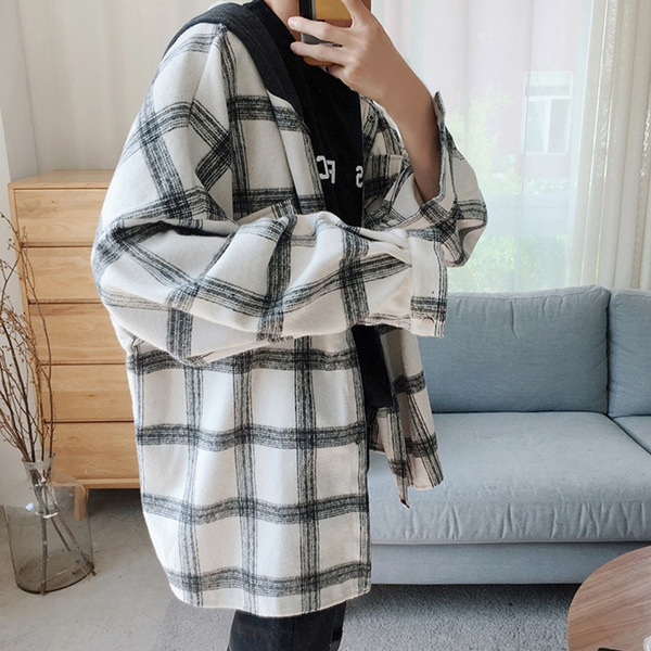 Mens Flannel Long Sleeve Check Shirt 