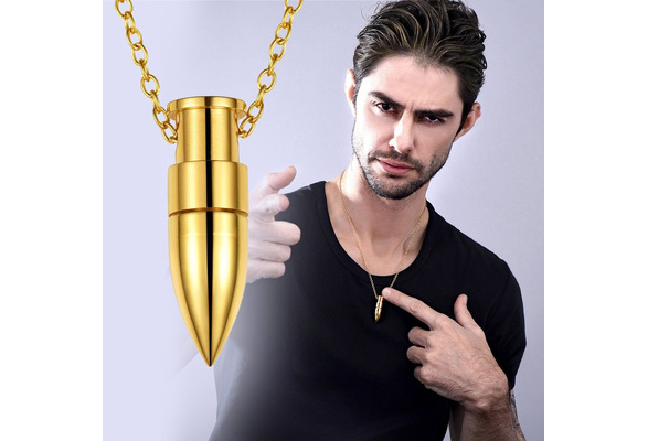 Necklace Perfume Bottle Necklace Wholesale Men's Pendant Stainless Steel  Bullet Necklace 