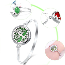 Tree of life Essential Oil Locket Bracelets Magnetic Stainless Steel 28mm Locket for Women Aromatherapy Bracelet 