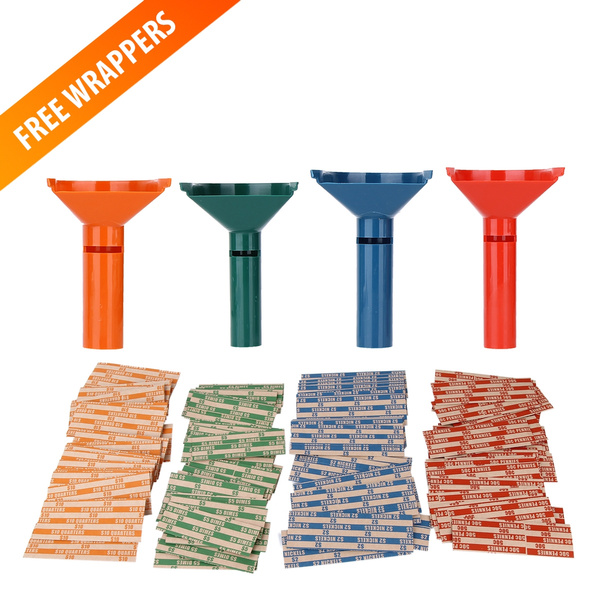 Coin Counters & Coin Sorters Tubes Bundle of 4 ColorCoded Coin Tubes
