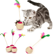 Cat Toy Pet Cat Sisal Scratching Ball Training Interactive Toy for Kitten Pet Cat Supplies Funny Play Feather Toy