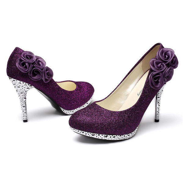 purple high heels