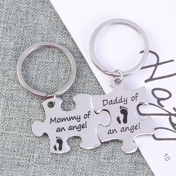 2-Piece Lead-free Mommy Daddy of an Angel Keychain Set Sympathy Gift