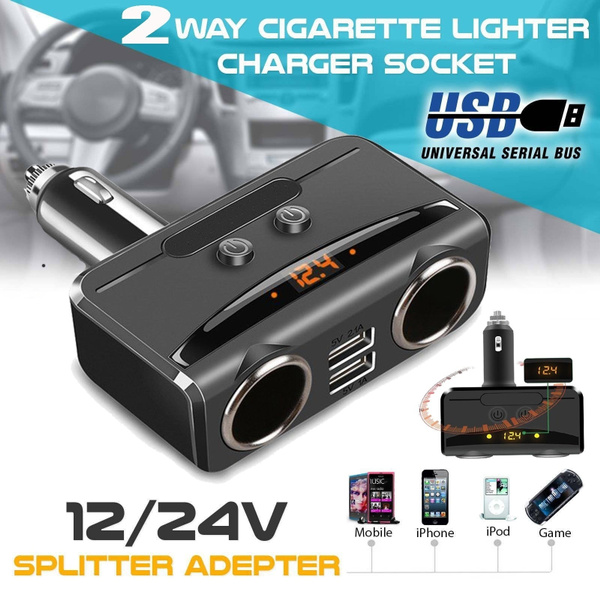 12V Car Cigarette Lighter Adapter DC 2 Way Double Plug Socket