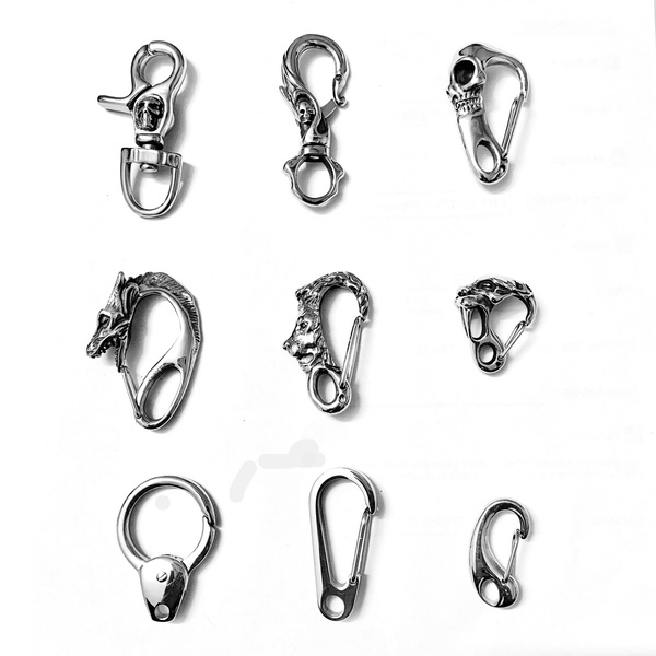 Stainless Steel Clasp Carabiner Wallet DIY Key Chain Hook FOB Clip 9 style 