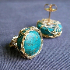 Antique, Turquoise, Stud, vintage earrings