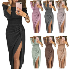 Slim Fit, solidcolordre, long sleeve dress, Sleeve