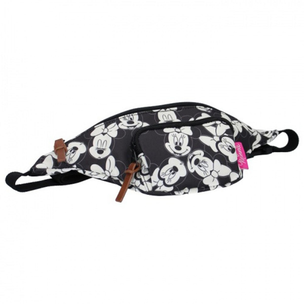 Minnie Q5908 Sac banane ceinture Minnie noir blanc 32.5x12x6 cm Belt bag banana Minnie black white 32.5x12x6 cm. Gurteltasche Banane