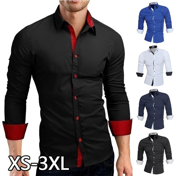 2019 Men Shirt High Quality Long Sleeve Shirts Casual Hit Color Slim Fit  Black Man Dress Shirts Business Solid Color Shirt Wedding Shirt | Wish