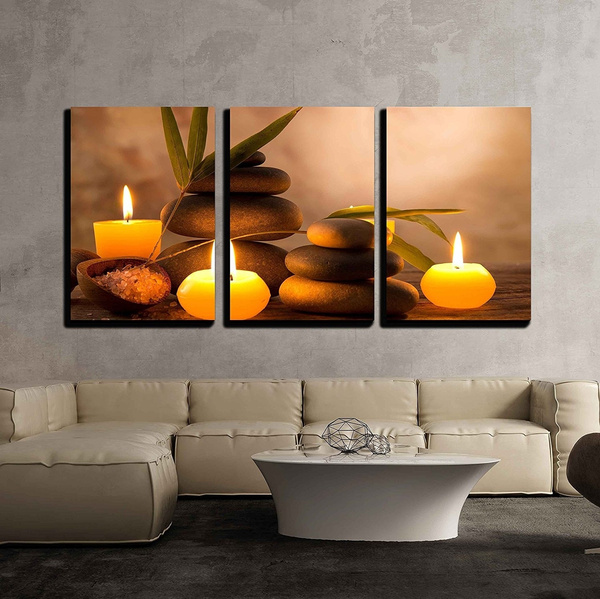 Hot 3 Piece Unframed Spa Still Life With Aromatic Candles And Zen Stones Canvas Wall Art Painting For Modern Home Decor Wish
