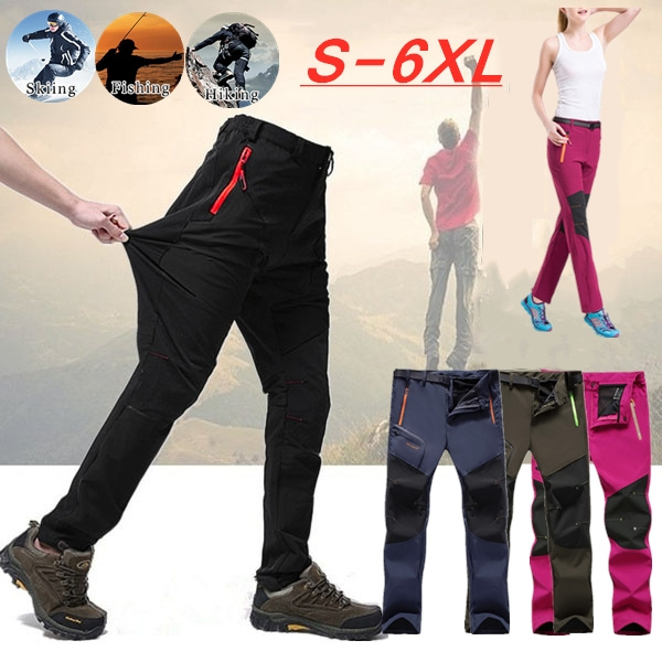 Mens/Womens Outdoor Hiking Pants Femme Softshell Pants Climbing Waterproof  Thremal Mountain Trekking Pant Trousers Plus Size