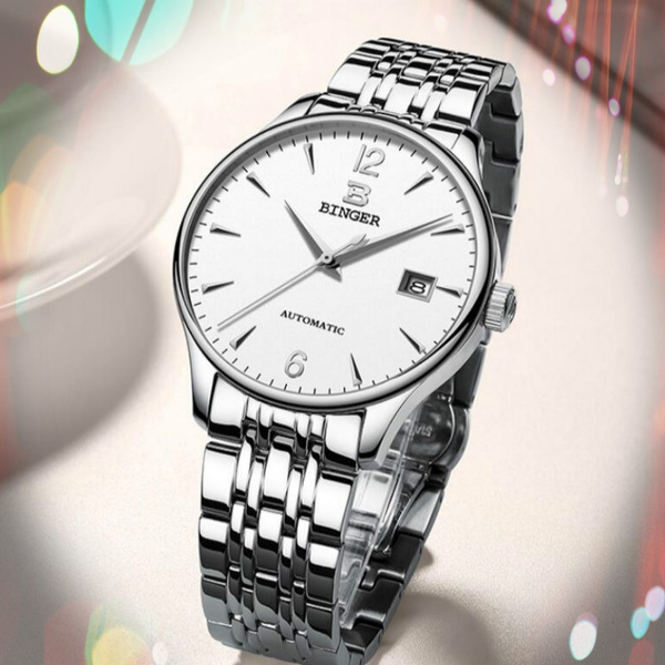Binger Automatic Movement Watch Luxury Men Semplici Orologi Da Uomo  D'affari in Acciaio Meccanico | Wish