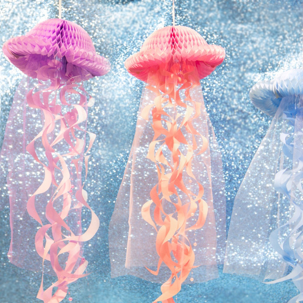 DIY Paper Craft Hanging Honeycomb Jellyfish Paper Flower Under
