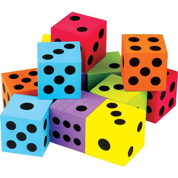 12 PACK FOAM COLORFUL LARGE DICE | Wish