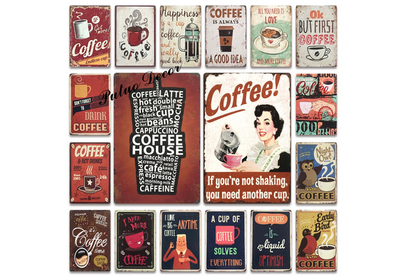  Coffee Bar Decor Vintage Coffee Signs For Coffee Bar Decor,  Coffee Corner Decor Coffee Decor for Coffee Bar - 8X12 Inches Coffee Decor  for Coffee Bar Metal Coffee Poster Wall Decor