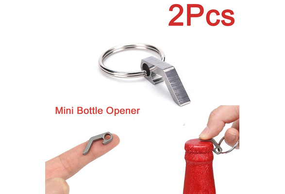 2Pcs Stainless Steel Mini Bottle Can Opener Keyring Keyhain Bar Wine Beer Bottle  Opener Outdoor Camping Tools