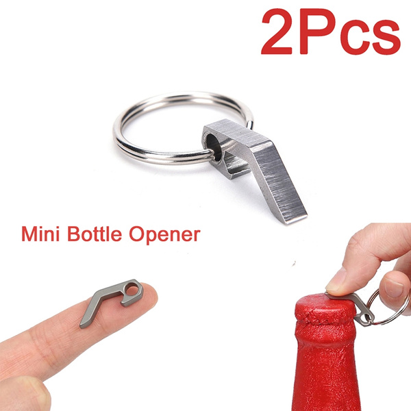 2Pcs Stainless Steel Mini Bottle Can Opener Keyring Keyhain Bar Wine Beer Bottle  Opener Outdoor Camping Tools