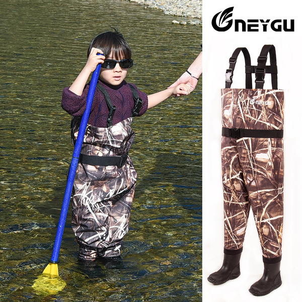 Neygu teenager waterplay waders fishing wading pants seamlessly connected  rubber boots