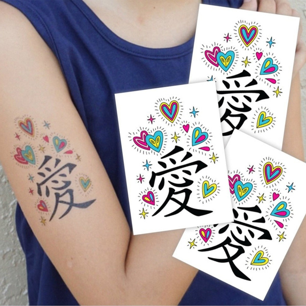 Temporary Tattoos «Love » Romantic Tattoos with Traditional Chinese  Character Heart | Wish