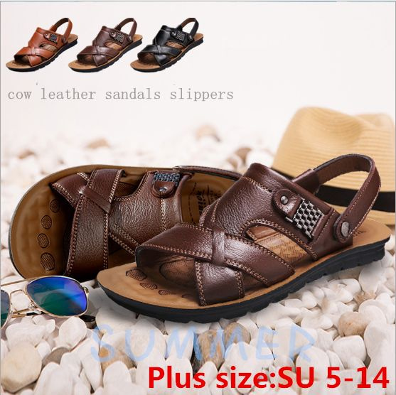 Mens Chain Designer Cow Leather Sandals Outside Flats – LiveTrendsX