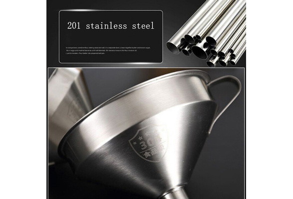 1x Kitchen stainless steel wide mouth wine oil honey funnel strainer filter DS
