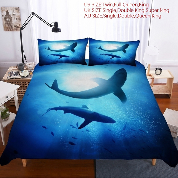 Shark Single/Double/Queen/King Size Bed Doona/Duvet/Quilt Cover Set Linen Sea 