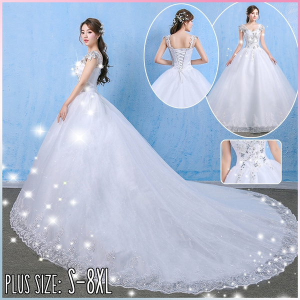 plus size rhinestone wedding dress
