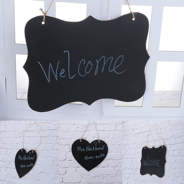 Memo Sign Vintage Mini Blackboard Wooden Message Label Love Heart Chalkboard 