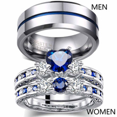 Couple Rings, Blues, titanium steel, wedding ring