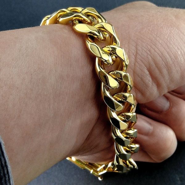 Men or Boy Vacuum Coating Noble MEN'S BRACELET B163 Width 13mm_voghion.com