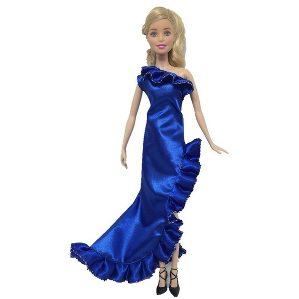 One Pcs Doll Dress Fashion Show Star Wedding Dress Long Tail Skirt Fish  Tail Outfit for Barbie Doll Best Gift for Girl