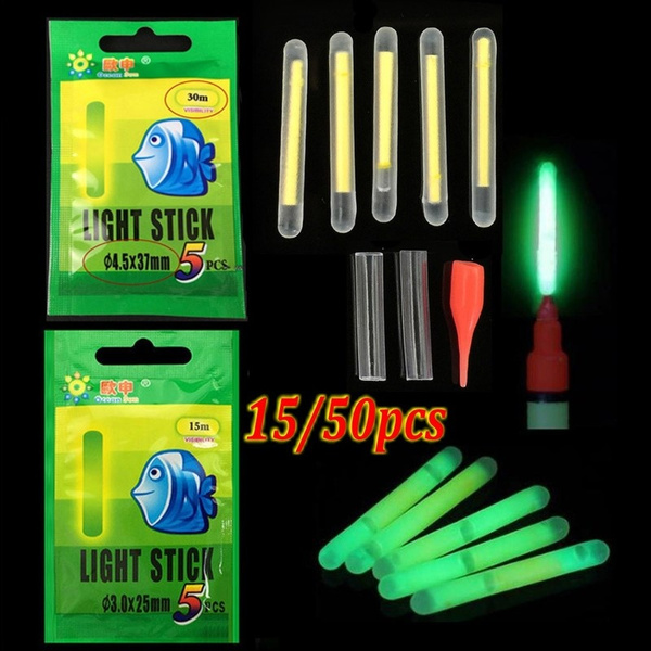 50Pcs Light Fishing Lightstick Fluorescent Float Night Dark Glow Stick 