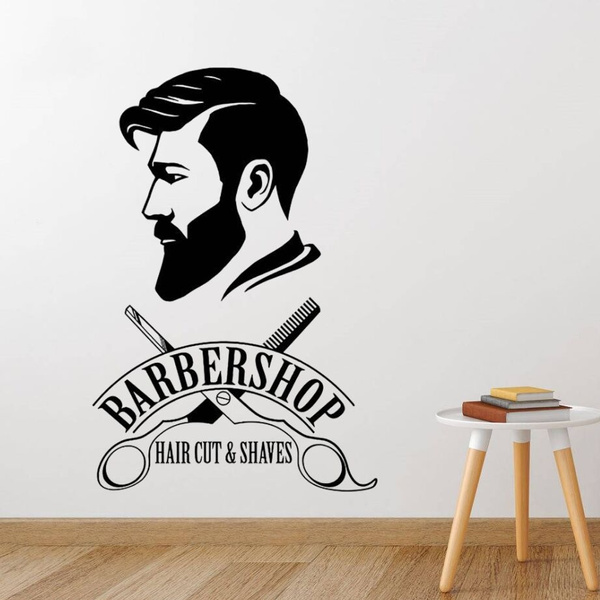 Barbershop Logo Vinyl Sticker Barber Shop Window Decal Hair Cut And Shaves  Wall Art Mural Hair Salon Decor Vinyl Wall Art | Wish