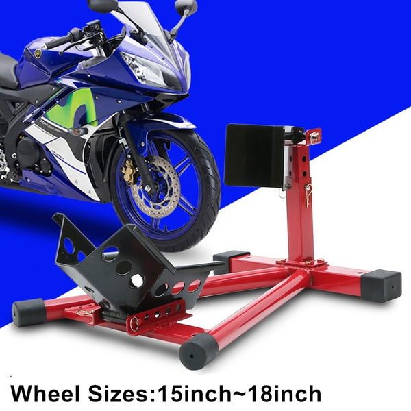 Steel Motorbike Chock Front Wheel Paddock Stand Stay Motorcycle Transport Bike 