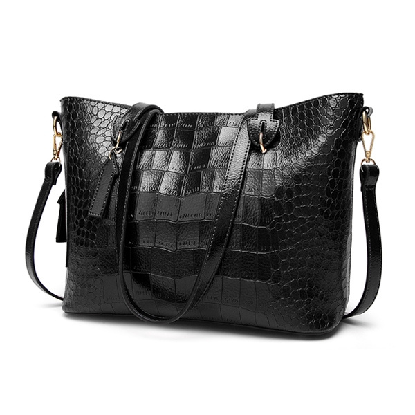 leather croc tote bolsa