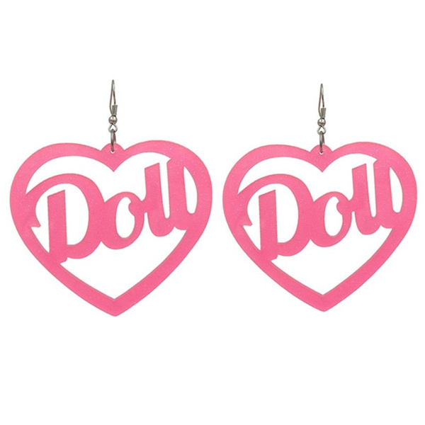 pink love heart earrings