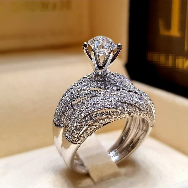 s925 silver ring with diamonds