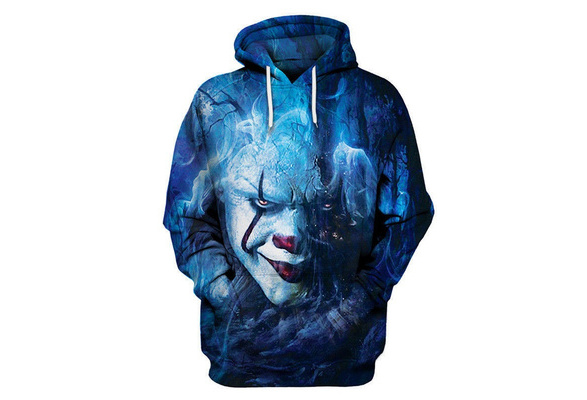 3D Print Sweatshirt Hoodie Stephen King It Pennywise Horror Clown Sportswear Y0