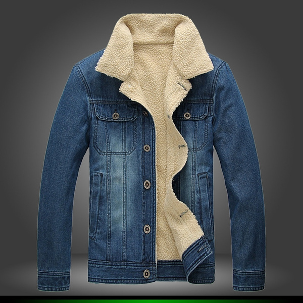 Fashion Winter Jacket Men Blue Color Classical Vintage Denim Velvet ...