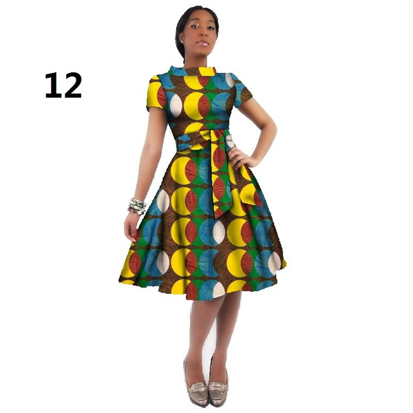 WholeSale Africa Dress For Women African Wax Print Dresses Dashiki Plus  Size Africa Style Clothing for Women Office Dress WY082