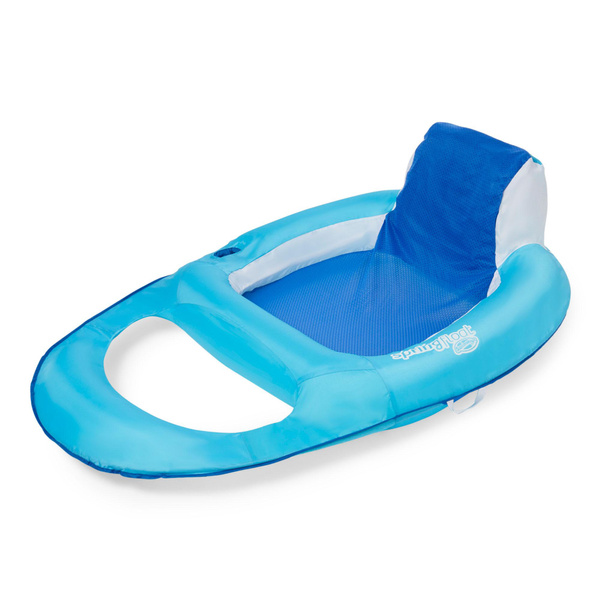 SwimWays Spring Float Inflatable Recliner Pool Lounger, Light/Dark Blue ...