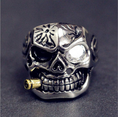 Fashion cubic zirconia bullet head skull ring popular ring