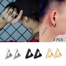  Gothic Punk Stainless Steel Stud Earrings for Men Women Hoop Earrings Huggie Piercing Earrings