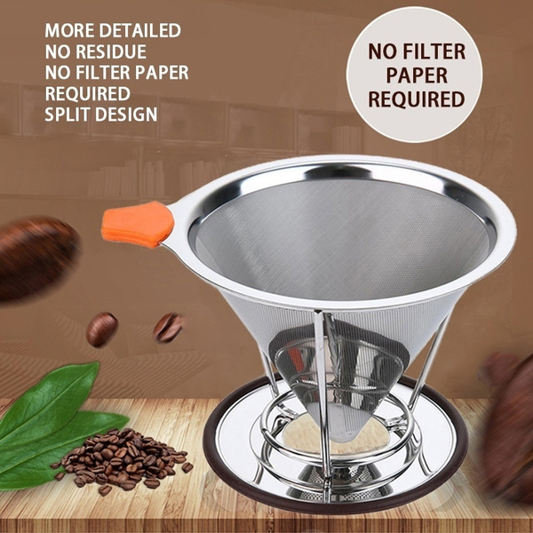 4 Cup High Quality Stainless Steel Pour Over Coffee Maker, Stand, Two Layer  Cone