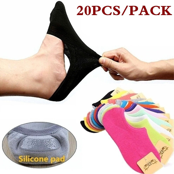 MENS INVISIBLE NO SHOW SOCKS LOAFER BOOT SOCKS LOW CUT WITH ANTI-SLIP HEEL  GEL