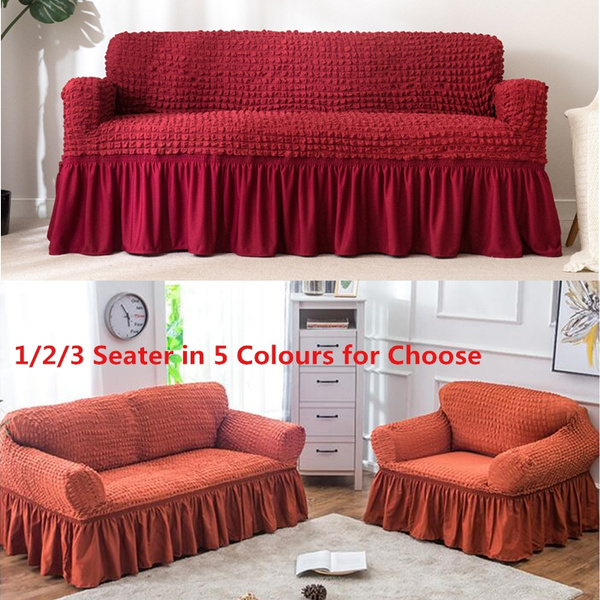 Jacquard Sofa Cover Elastic Skirt Set, How Much To Cover A 3 Seater Sofa