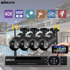 KKmoon 4CH 1080P HD WiFi NVR Kit with 4pcs 720MP Wireless WiFi Waterproof Outdoor Bullet IP Camera Support P2P Onvif IR-CUT Night Vision Phone Control Motion Detection for CCTV Security Surveillance System
